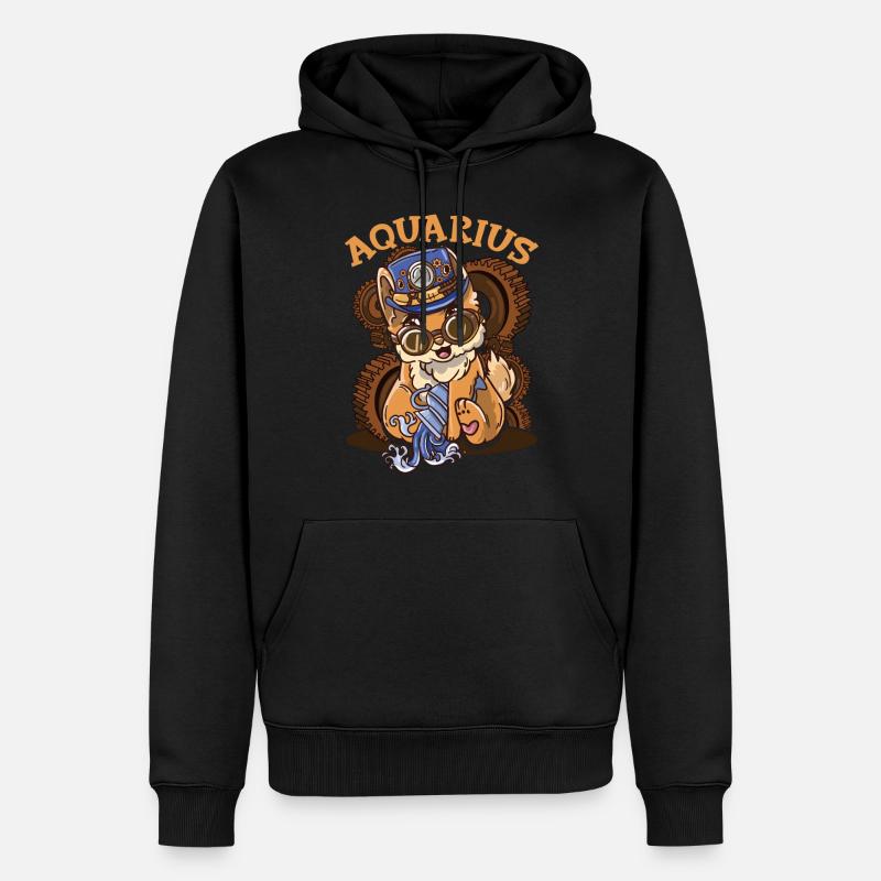 Sternzeichen Wassermann Astrologie Katze - Männer Premium Bio Hoodie - Schwarz
