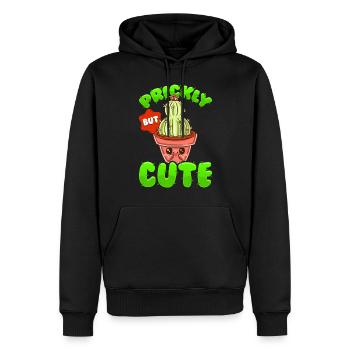 Piquant mais doux Kawaii Drôle de cactus - Sweat à capuche Premium bio Homme - noir - Devant - Nico (187cm)