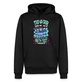 Drôle d’école d’adolescent Zombie Apocalypse - Sweat à capuche Premium bio Homme - noir - Devant - Nico (187cm)