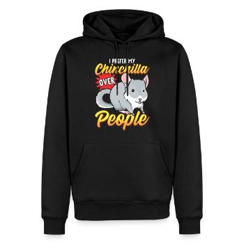 Chinchilla À propos des gens - Sweat à capuche Premium bio Homme - noir - Devant - Nico (187cm)