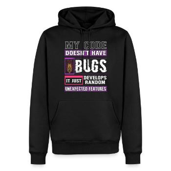 Développeur Mon code n’a pas de bugs Codage amusant - Sweat à capuche Premium bio Homme - noir - Devant - Nico (187cm)