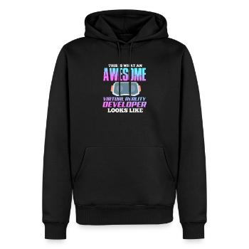 VR Virtual Reality - Männer Premium Bio Hoodie - Schwarz - Vorne - Nico (187cm)