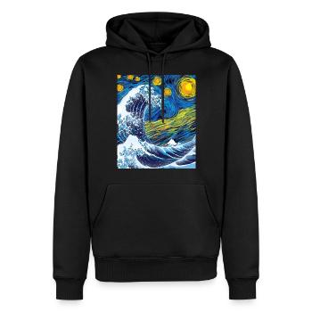 Kanagawa Waves Esthétique Art Japonais Grande Vague - Sweat à capuche Premium bio Homme - noir - Devant - Nico (187cm)