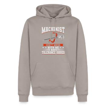 Machines de machiniste - Sweat à capuche Premium bio Homme - taupe - Devant - Nico (187cm)