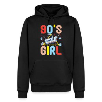 Fête des années 90, 90 années 90 - Sweat à capuche Premium bio Homme - noir - Devant - Nico (187cm)