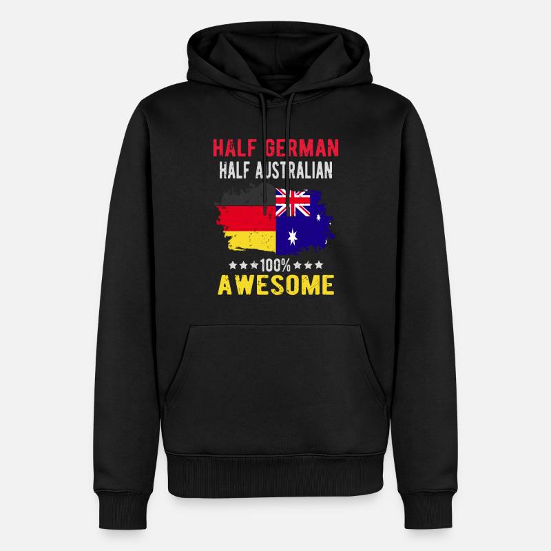Halb Deutsch Halb Australier - Männer Premium Bio Hoodie - Schwarz