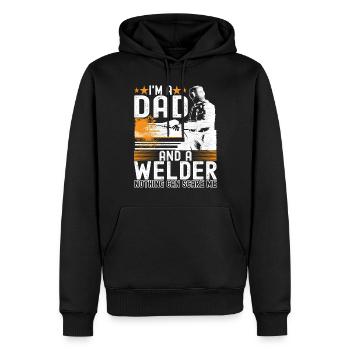 Soudage par soudeur - Sweat à capuche Premium bio Homme - noir - Devant - Nico (187cm)