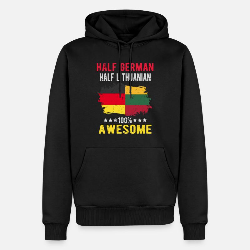 Halb Deutsch Halb Litauer - Männer Premium Bio Hoodie - Schwarz