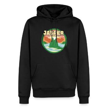 Jasper Canada Alberta Souvenir Campin - Sweat à capuche Premium bio Homme - noir - Devant - Nico (187cm)