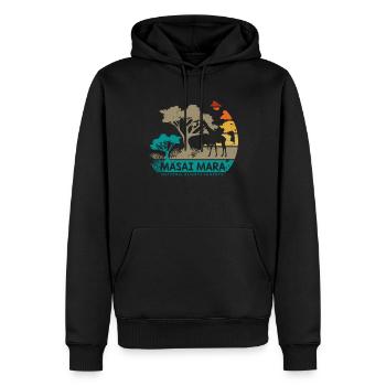 Masai Mara Safari Réserve nationale Kenya Serengeti - Sweat à capuche Premium bio Homme - noir - Devant - Nico (187cm)