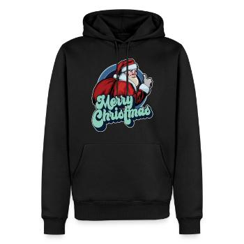 Frohe Weihnachten Weihnachtsmann Daumen hoch Weihnachtsgeschenk - Männer Premium Bio Hoodie - Schwarz - Vorne - Nico (187cm)