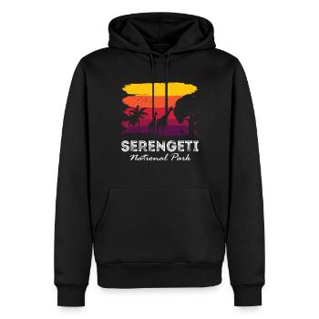 Serengeti Retro Nationalpark Afrika Giraffensafari - Männer Premium Bio Hoodie - Schwarz - Vorne - Nico (187cm)