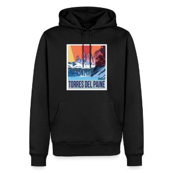 Parc national Torres del Paine bleu du Chili - Sweat à capuche Premium bio Homme - noir - Devant - Nico (187cm)