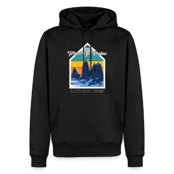 Parc national Torres del Paine bleu du Chili - Sweat à capuche Premium bio Homme - noir - Devant - Nico (187cm)