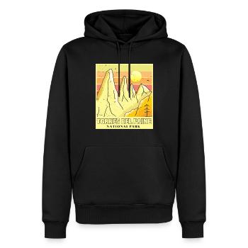 Patagonie Chili Parc national Torres del Paine Glace - Sweat à capuche Premium bio Homme - noir - Devant - Nico (187cm)
