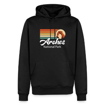 Parc national des Arches dans l’Utah Souvenir Camping Canyo - Sweat à capuche Premium bio Homme - noir - Devant - Nico (187cm)
