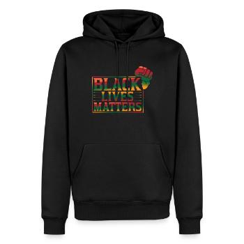 Melanin Rising Fist Black Lives Matter Freiheitsta - Männer Premium Bio Hoodie - Schwarz - Vorne - Nico (187cm)