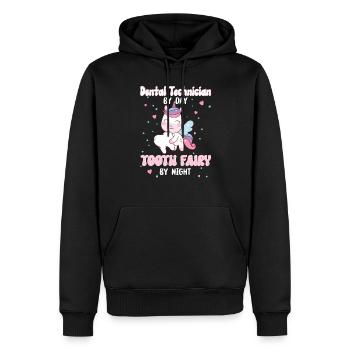 Am Tag Zahntechniker in der Nacht Zahnfee Einhorn - Männer Premium Bio Hoodie - Schwarz - Vorne - Nico (187cm)