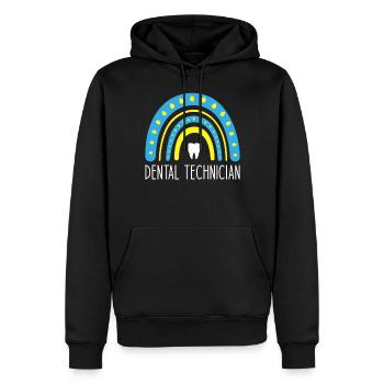 Zahntechniker Retro Farben Regenbogen und Blau und - Männer Premium Bio Hoodie - Schwarz - Vorne - Nico (187cm)