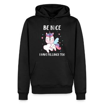 Be Nice I Have Fillings Too Einhorn Zahnfee mit - Männer Premium Bio Hoodie - Schwarz - Vorne - Nico (187cm)