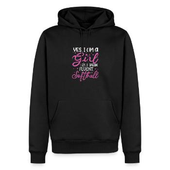 Softball Girl - Männer Premium Bio Hoodie - Schwarz - Vorne - Nico (187cm)