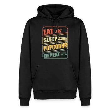 J’adore le maïs soufflé et les soirées cinéma - Sweat à capuche Premium bio Homme - noir - Devant - Nico (187cm)