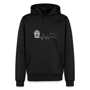 Popcorn Heartbeat Filmabend Kinoabend Reis Snack - Männer Premium Bio Hoodie - Schwarz - Vorne - Nico (187cm)