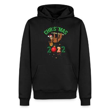 Noël 2022 Drôle de paresseux Père Noël - Sweat à capuche Premium bio Homme - noir - Devant - Nico (187cm)