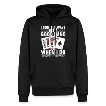 Poker Joueur de poker Casino - Sweat à capuche Premium bio Homme - noir - Devant - Nico (187cm)