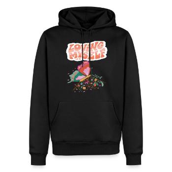 Aimer le papillon Motivation Dicton avec Butterfl - Sweat à capuche Premium bio Homme - noir - Devant - Nico (187cm)