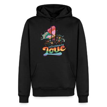 Citation de motivation Love Butterfly avec des papillons - Sweat à capuche Premium bio Homme - noir - Devant - Nico (187cm)