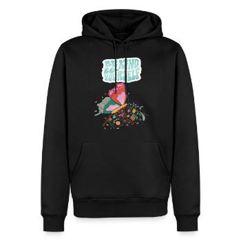 Soyez gentil papillon Motivation Dicton avec Butterf - Sweat à capuche Premium bio Homme - noir - Devant - Nico (187cm)