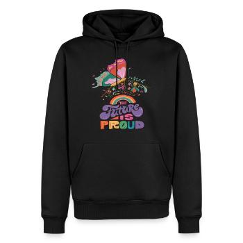 Citation de motivation de papillon arc-en-ciel avec Butterfl - Sweat à capuche Premium bio Homme - noir - Devant - Nico (187cm)