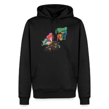 Papillons moi-même Dicton de motivation avec Cute B - Sweat à capuche Premium bio Homme - noir - Devant - Nico (187cm)