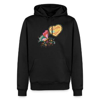 Papillon à cœur ouvert Dicton de motivation avec fesses - Sweat à capuche Premium bio Homme - noir - Devant - Nico (187cm)