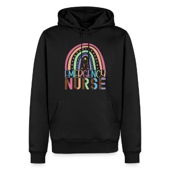 Infirmière soignante - Sweat à capuche Premium bio Homme - noir - Devant - Nico (187cm)