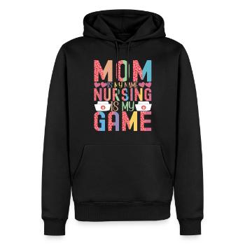 Infirmière soignante - Sweat à capuche Premium bio Homme - noir - Devant - Nico (187cm)