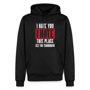 Gym I hate gym saying - Men’s Premium Organic Hoodie - black - Front - Nico (187cm)