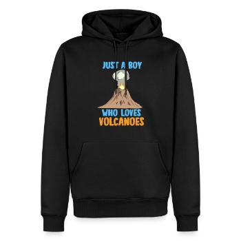 Garçon qui aime les volcans Géologue Rockhounding - Sweat à capuche Premium bio Homme - noir - Devant - Nico (187cm)