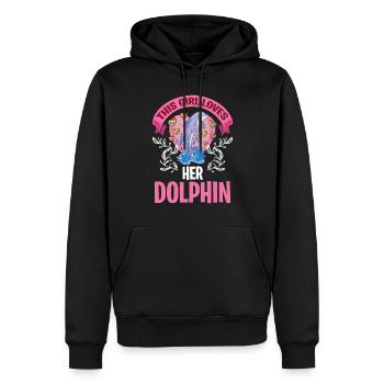 Une fille aime les dauphins Dauphins mignons sous l’eau - Sweat à capuche Premium bio Homme - noir - Devant - Nico (187cm)