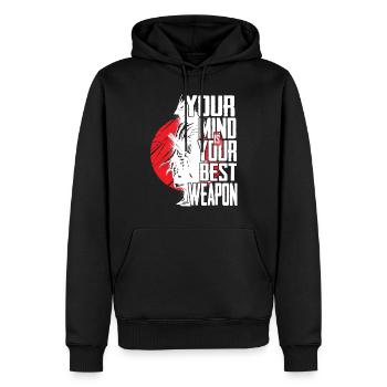 Samouraï Guerriers Japonais Ninja Épée Katana - Sweat à capuche Premium bio Homme - noir - Devant - Nico (187cm)