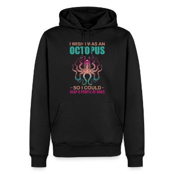 I Wish I Was an Octopus Dream of Kraken - Männer Premium Bio Hoodie - Schwarz - Vorne - Nico (187cm)