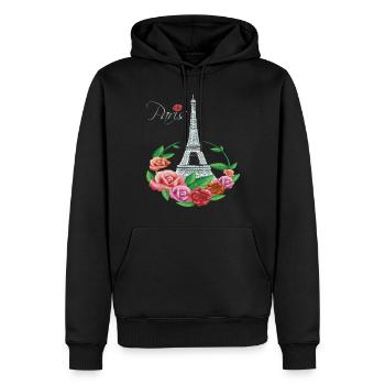 Eiffelturm blüht Paris mit Rosen-Französisch-Frank - Männer Premium Bio Hoodie - Schwarz - Vorne - Nico (187cm)