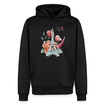 Tour Eiffel-Roses-Amour-Paris-Français-Amour-Fra - Sweat à capuche Premium bio Homme - noir - Devant - Nico (187cm)