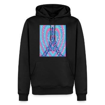 Herz für Eiffelturm-Paris-Schnee-Frankreich-franzö - Männer Premium Bio Hoodie - Schwarz - Vorne - Nico (187cm)
