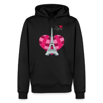 Paris-Herz-Liebes-Eiffelturm-Frankreich-Andenken-f - Männer Premium Bio Hoodie - Schwarz - Vorne - Nico (187cm)