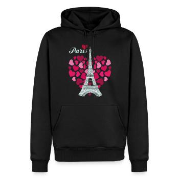 Französische Liebe Liebes-Paris-Herz-Eiffelturm-An - Männer Premium Bio Hoodie - Schwarz - Vorne - Nico (187cm)