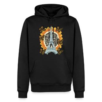 Eiffelturm-Sonnenblume-Paris-Schmetterling-Franzos - Männer Premium Bio Hoodie - Schwarz - Vorne - Nico (187cm)