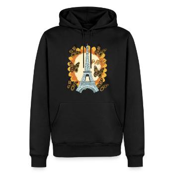 Tournesol Paris Tour Eiffel Papillons Frankr - Sweat à capuche Premium bio Homme - noir - Devant - Nico (187cm)