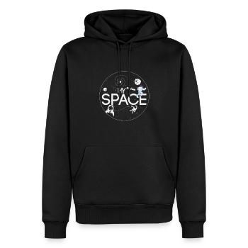 Mon univers spatial Astronaute Cosmonaute Galaxie Soleil - Sweat à capuche Premium bio Homme - noir - Devant - Nico (187cm)